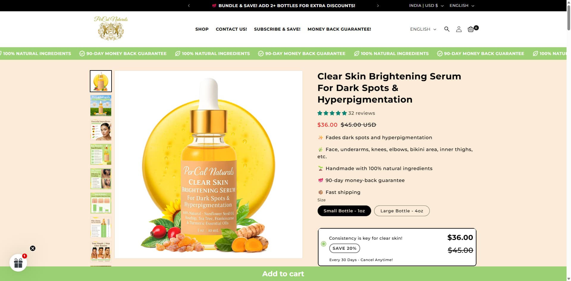 PerCal Naturals – Shopify Development & Conversion Optimization screenshot 1
