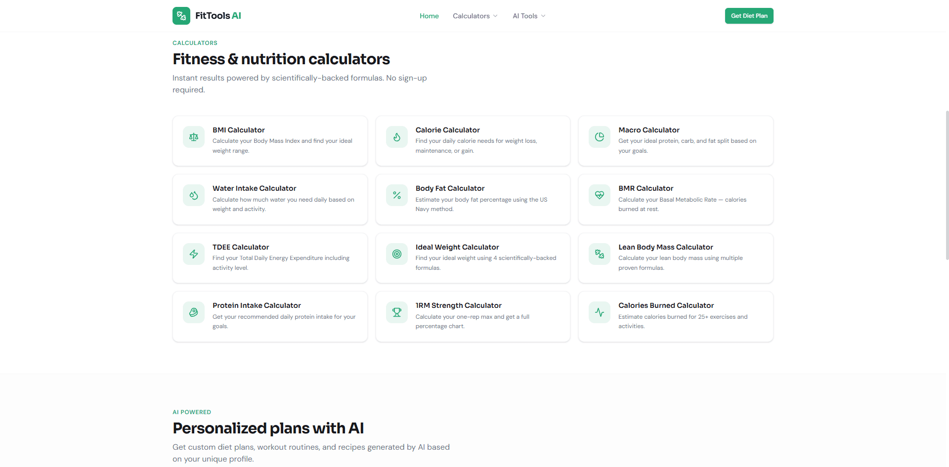 FitTools AI – Fitness Utilities Platform screenshot 1