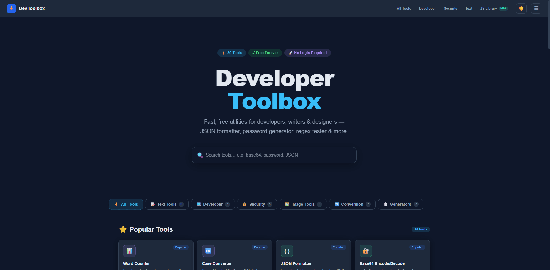 Dev Tools – Developer Utilities Platform